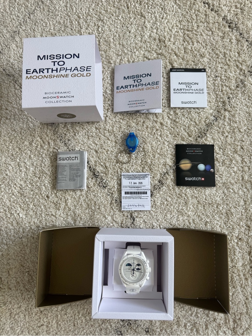 Rare Swatch Moonshine Gold Mission to Earthphase Watch - White